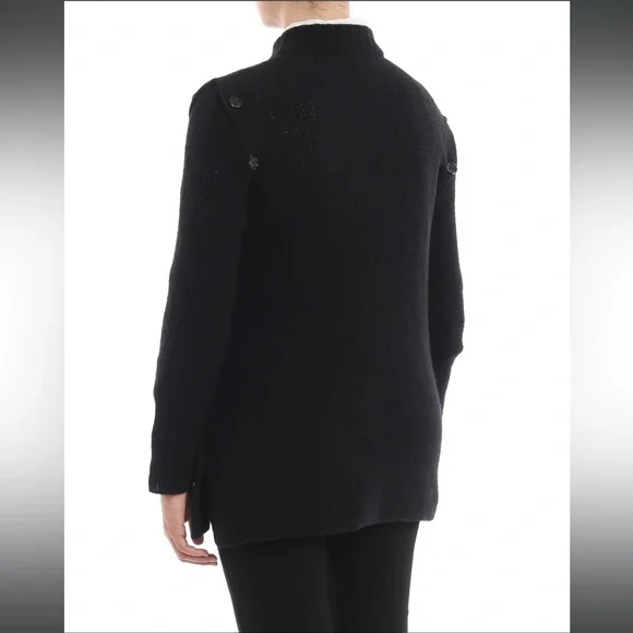 MARNI Black wool sweater with detachable sleeves‎